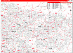 San Gabriel Valley Metro Area Wall Map Red Line Style 2026